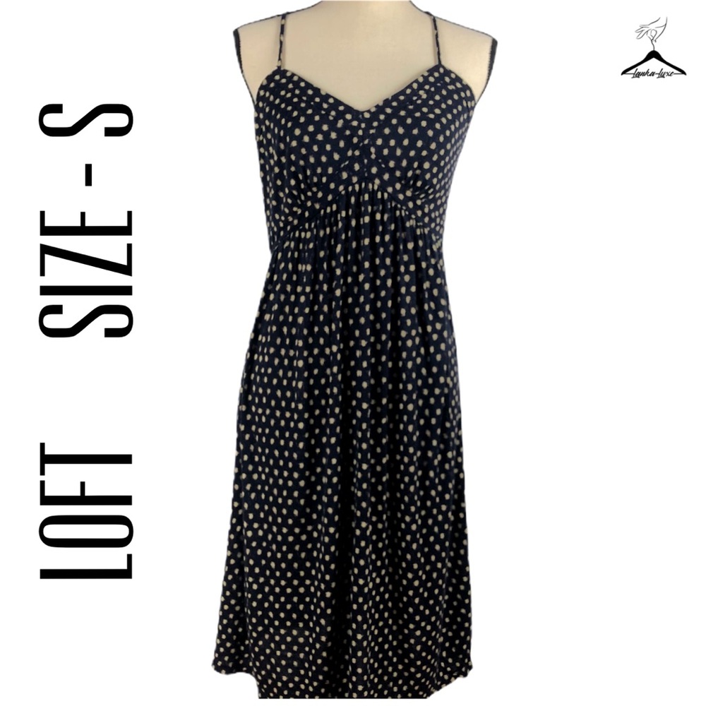 Loft Black And Yellow Spaghetti Strap Midi Dress